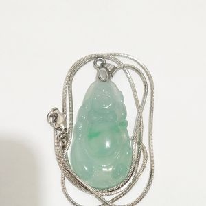 Authentic type a lucky green jade pendant necklace